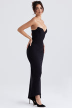 Sabine Black Crepe Strapless Corset Dress
