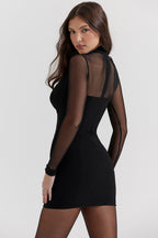 Holly Black Plunge Mini Dress