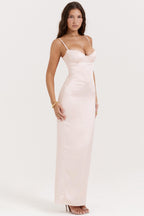 Stefania Soft Peach Corset Maxi Dress
