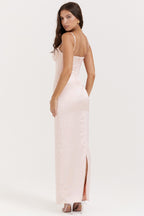 Stefania Soft Peach Corset Maxi Dress