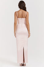 Stefania Soft Peach Corset Maxi Dress