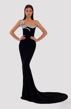 Long Embroidered Black Dress